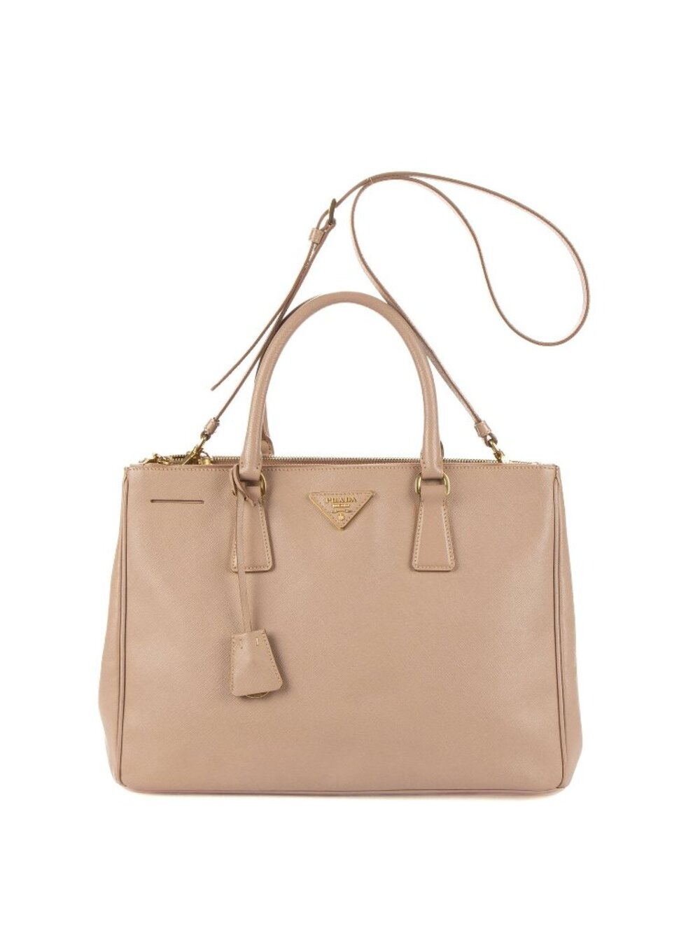 Prada Large Double Zip Galleria Tote Bag Light Pink Saffiano Luxe Leather